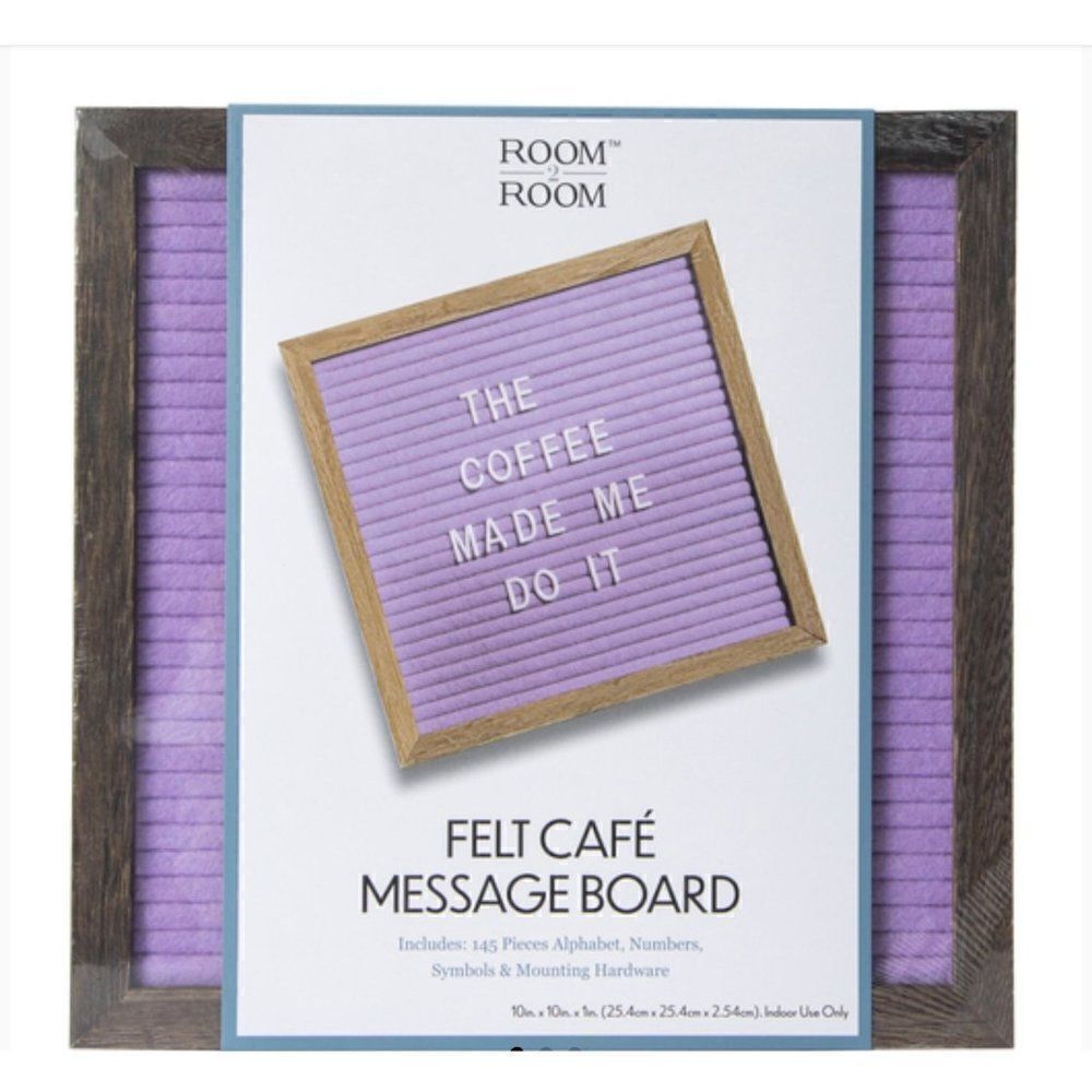 Brand New Purple Cafe Felt Letter Board With Wood Frame 10in x 10in